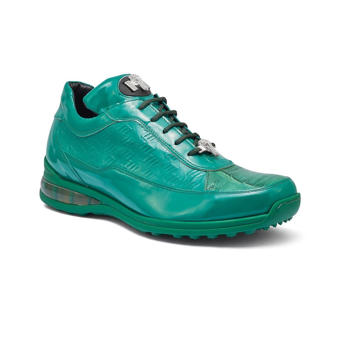 Mauri 8900-2 Bubble Patent Leather Embossed Baby Croc Sneakers Leaf Green - Dudes Boutique