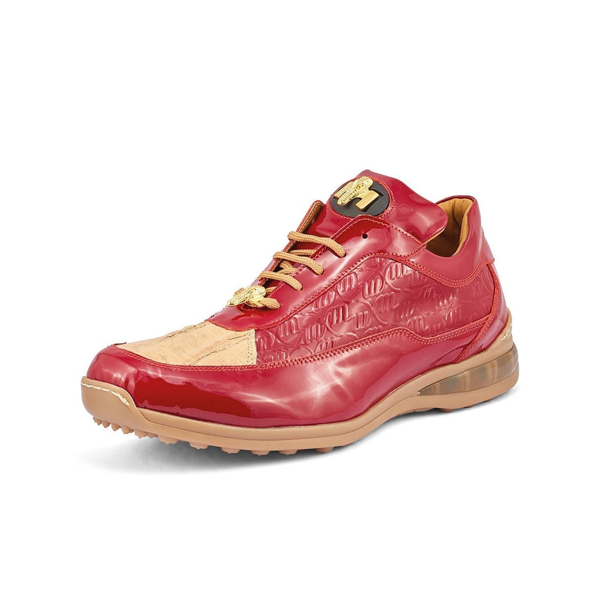 Mauri 8900-2 Bubble Patent Leather Embossed Baby Croc Sneakers Raspberry / Champagne - Dudes Boutique