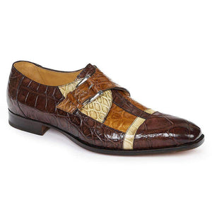 MAURI 4841 ONTANO BONE & BRANDY ALLIGATOR MONK STRAP DRESS SHOES - Dudes Boutique