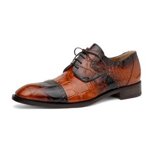 Mauri 1087/2 Flawless Alligator Cap Toe Derby Cognac / Dirty Gold - Dudes Boutique