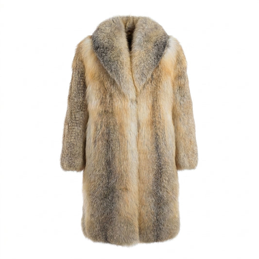 Kashani Men's Golden Island Fox Full Length Fur Coat