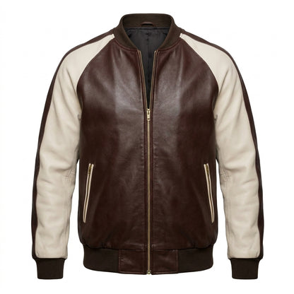 G-Gator Chocolate/Beige Lambskin Varsity Jacket
