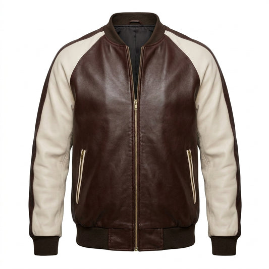 G-Gator Chocolate/Beige Lambskin Varsity Jacket
