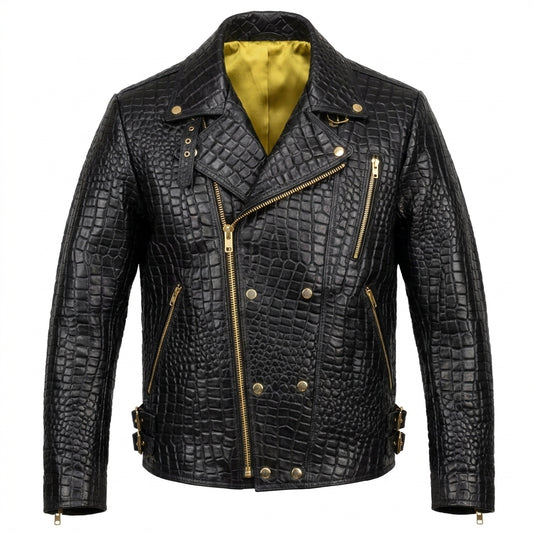 G-Gator Alligator Embossed Lambskin Moto Jacket