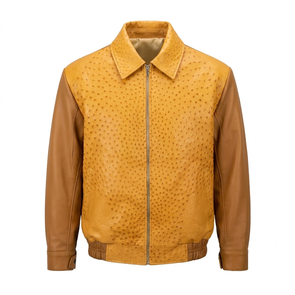 Kashani Peanut Full Ostrich Quill Bomber