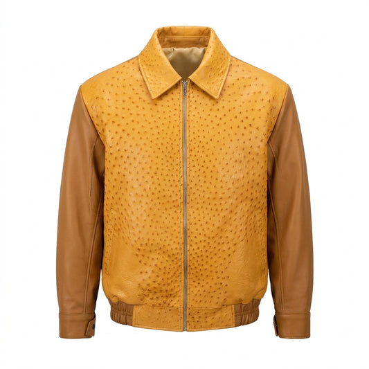 Kashani Peanut Full Ostrich Quill Bomber