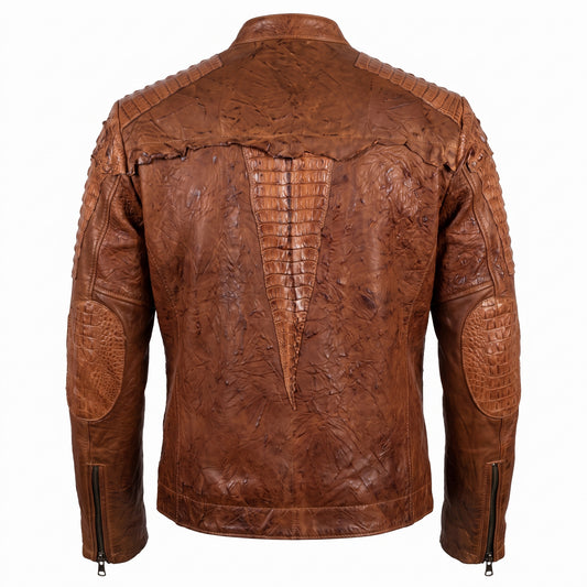 G-Gator Cognac Crocodile/Lambskin Bomber Jacket