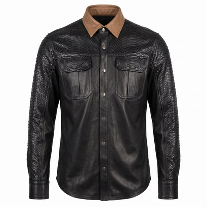 G-Gator Lambskin/Python Button-Up Shirt