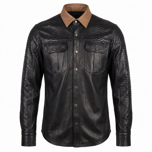 G-Gator Lambskin/Python Button-Up Shirt
