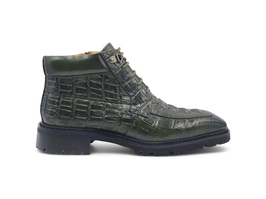 Men's Lace-up Boots Alligator Embossed