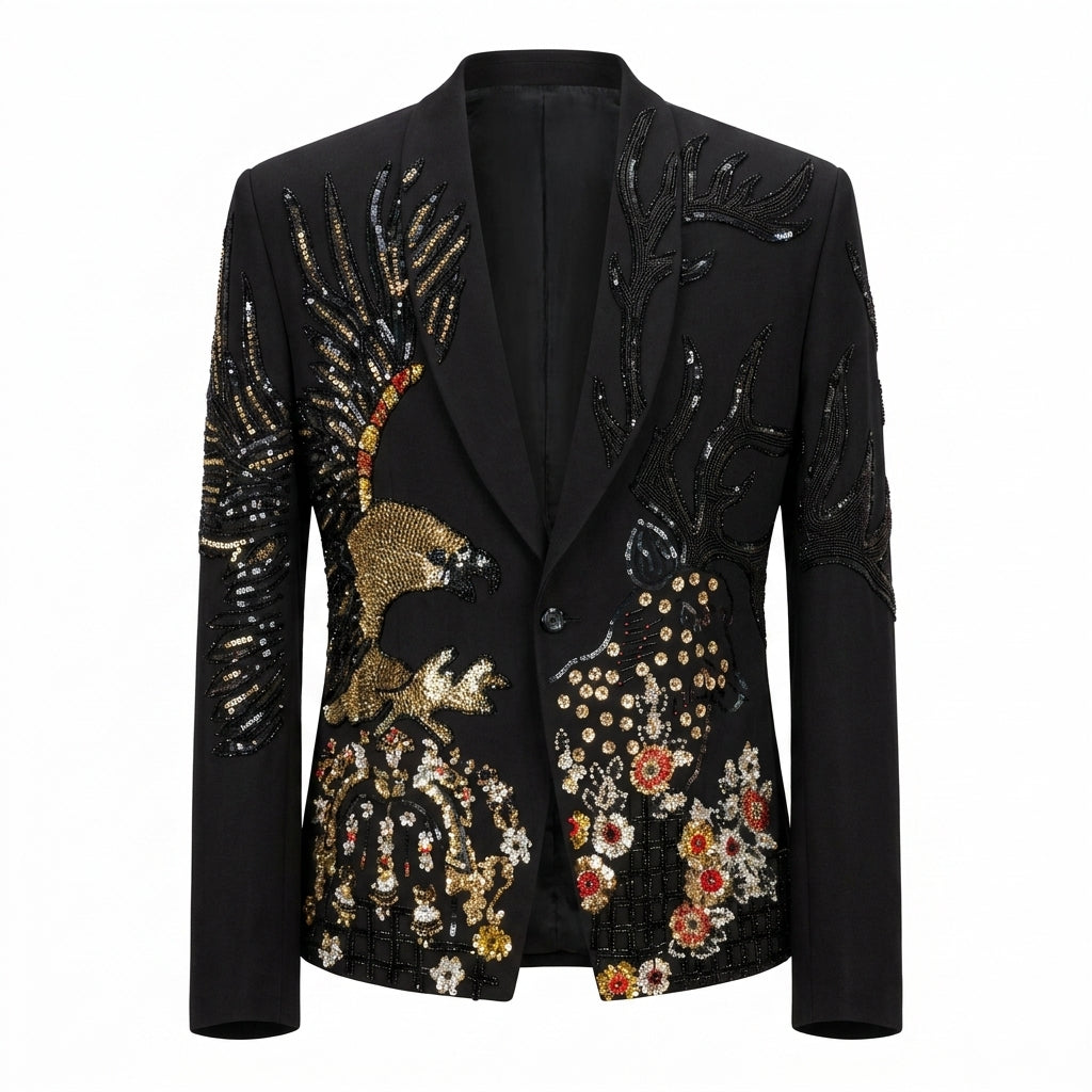 Kashani Eagle Deer Garden Hyper Crystal Blazer