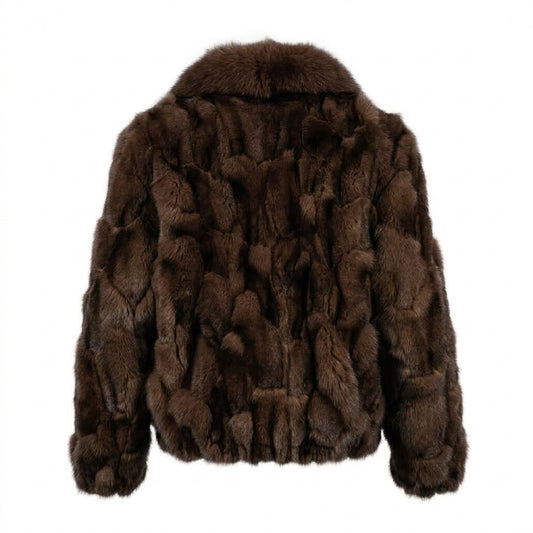 Kashani Men's Brown Diamond Cut Fox Fur Coat