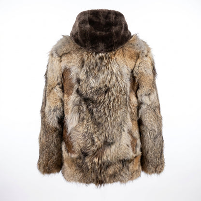 Kashani Natural Coyote Fur & Antelope Hooded Jacket