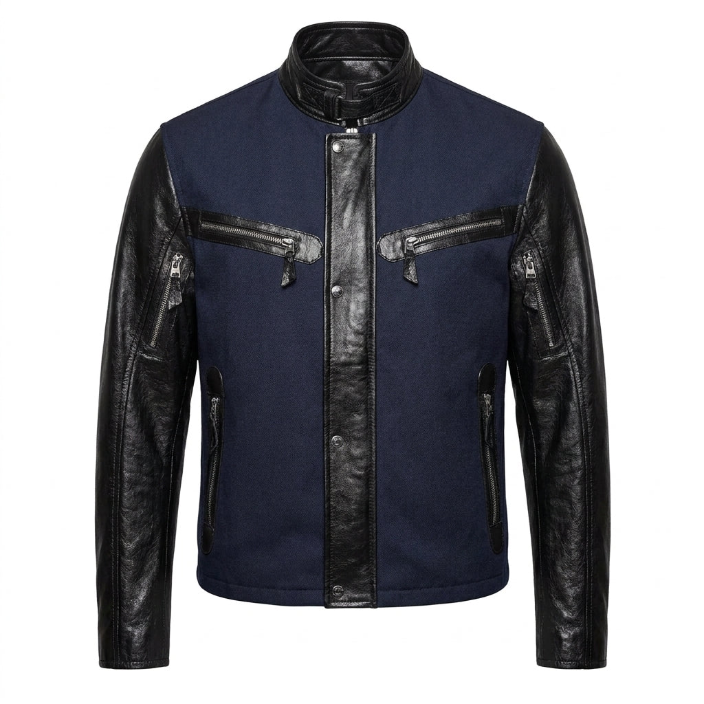 G-Gator Zipper Lambskin & Mesh Leather Jacket