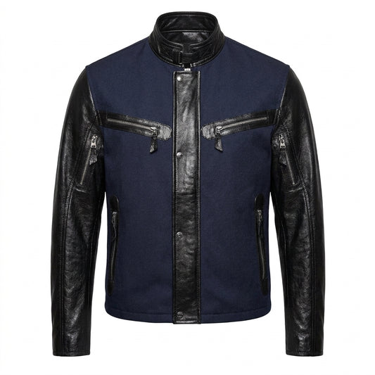 G-Gator Zipper Lambskin & Mesh Leather Jacket