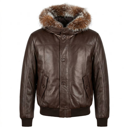 Kashani Brown Fox Fur Lambskin Parka Jacket