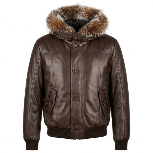Kashani Brown Fox Fur Lambskin Parka Jacket