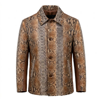 Kashani Natural Python Button Up Leather Jacket