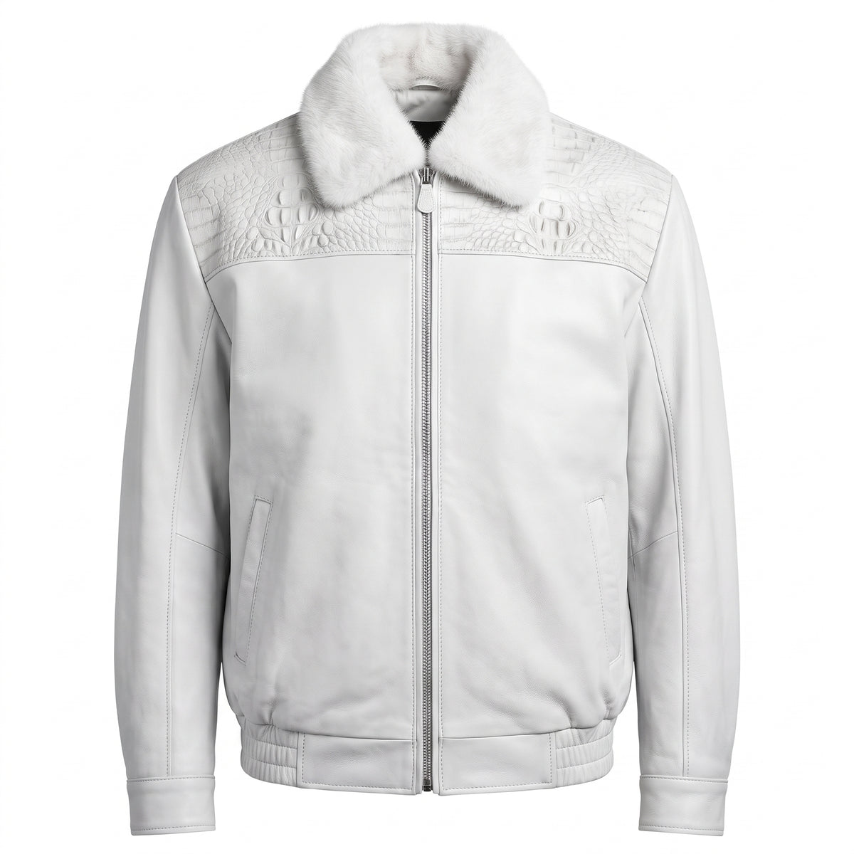 G Gator - White Crocodile Mink and Lambskin Jacket