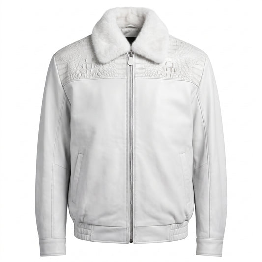 G Gator - White Crocodile Mink and Lambskin Jacket