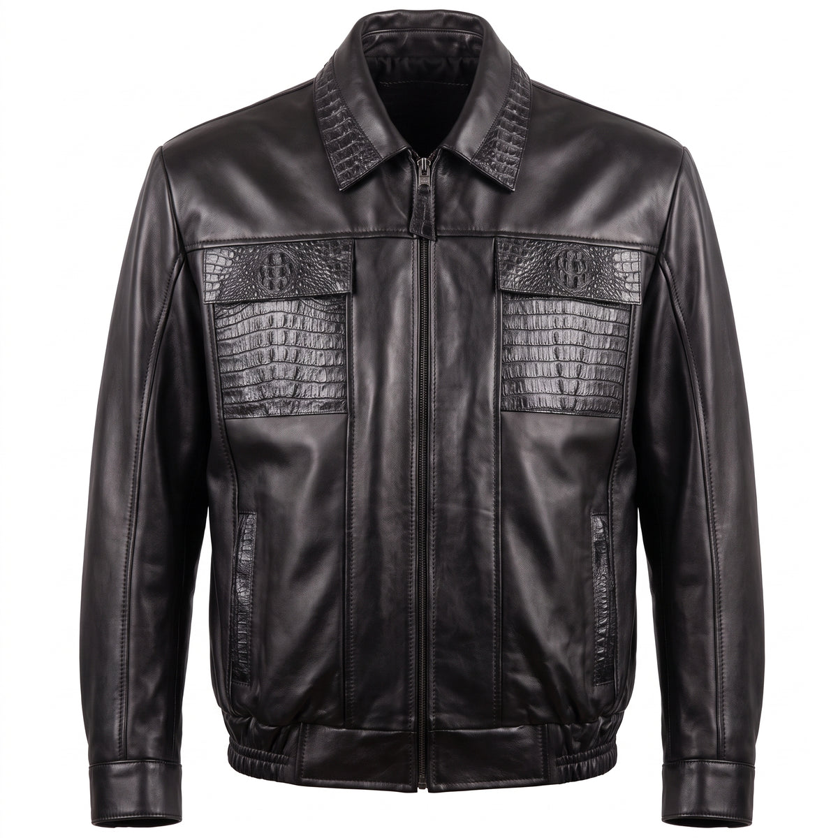 G-Gator Black Alligator Bomber Jacket