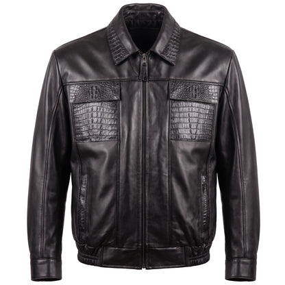 G-Gator Black Alligator Bomber Jacket