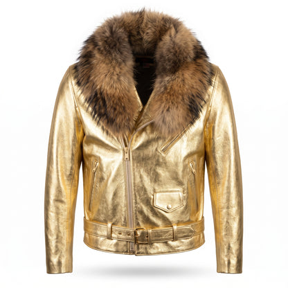 G-Gator Coyote Golden Lambskin Biker Jacket