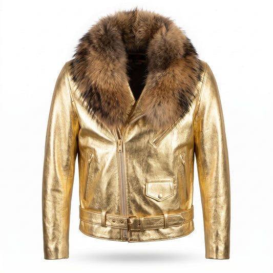 G-Gator Coyote Golden Lambskin Biker Jacket