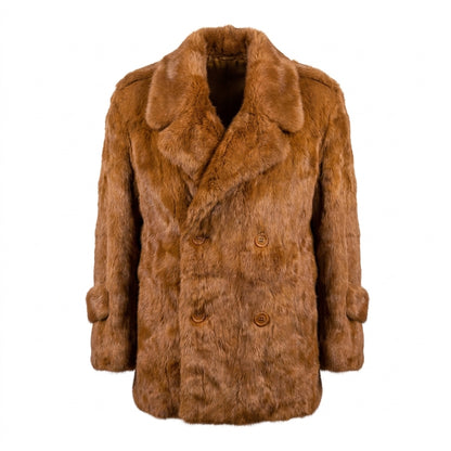 Kashani Men's Cognac Rabbit Fur Peacoat