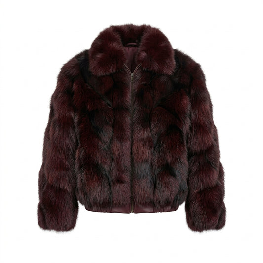 Kashani men's burgundy fox fur coat