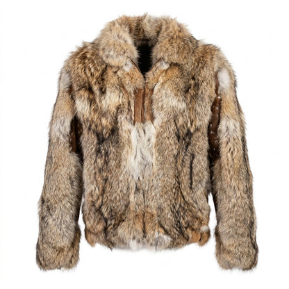 Kashani Natural Coyote Fur & Antelope Hooded Jacket