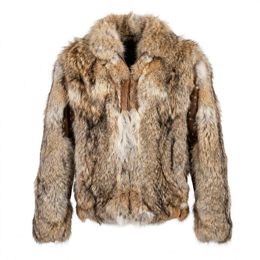 Kashani Natural Coyote Fur & Antelope Hooded Jacket