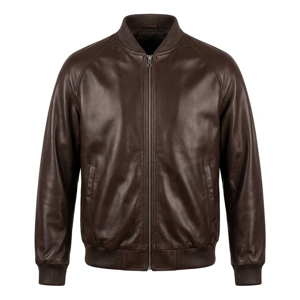 G-Gator Men's Chocolate Leather Lambskin Varsity Jacket