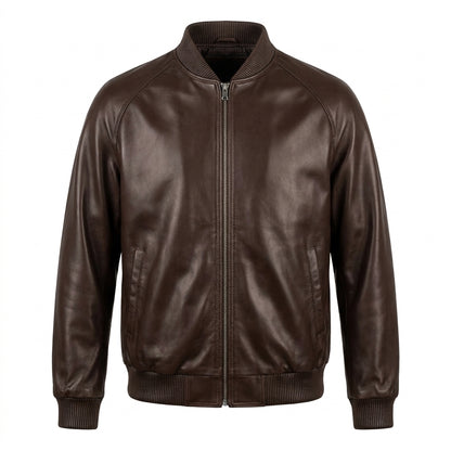 G-Gator Men's Chocolate Leather Lambskin Varsity Jacket