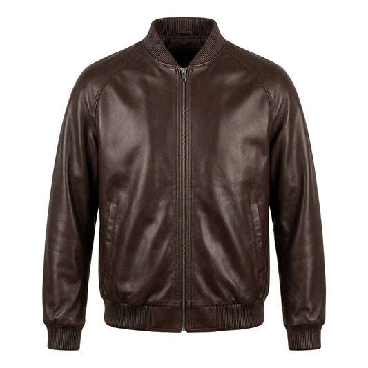 G-Gator Men's Chocolate Leather Lambskin Varsity Jacket