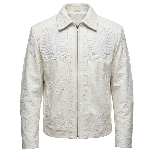 Safari Men's Laced Alligator/Washed Lambskin Bomber Jacket