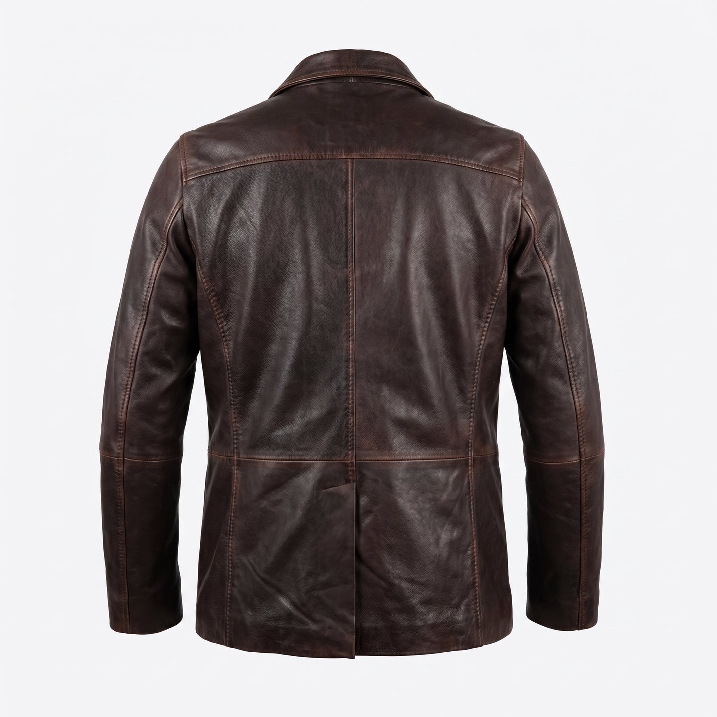 Kashani ID Brown Double Breasted Leather Jacket