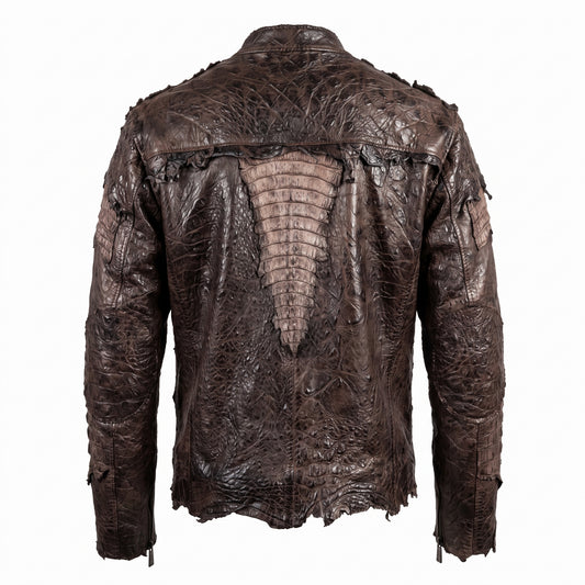 G-Gator Chocolate Crocodile/Lambskin Biker Jacket