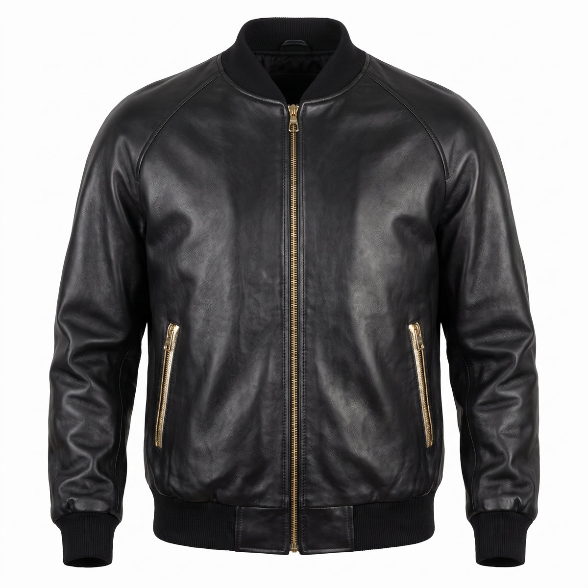 G-Gator Black/Gold Lambskin Bomber Jacket
