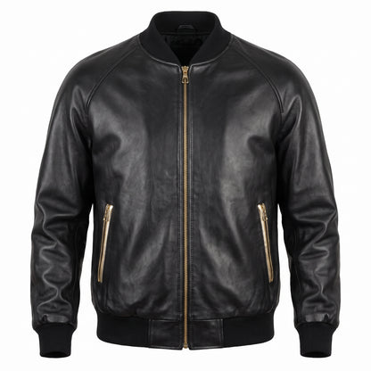 G-Gator Black/Gold Lambskin Bomber Jacket