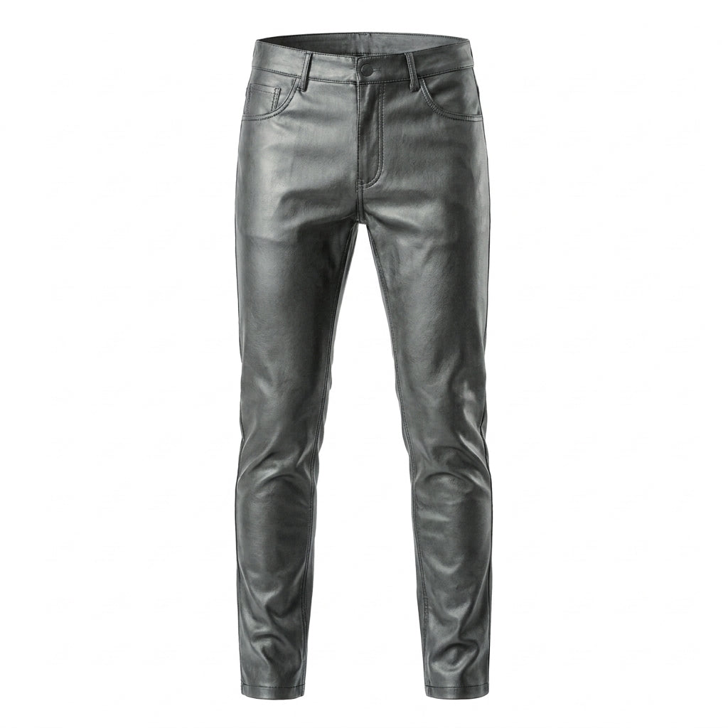 LCR Men's LC-PL10 Grey PU Leather Pants