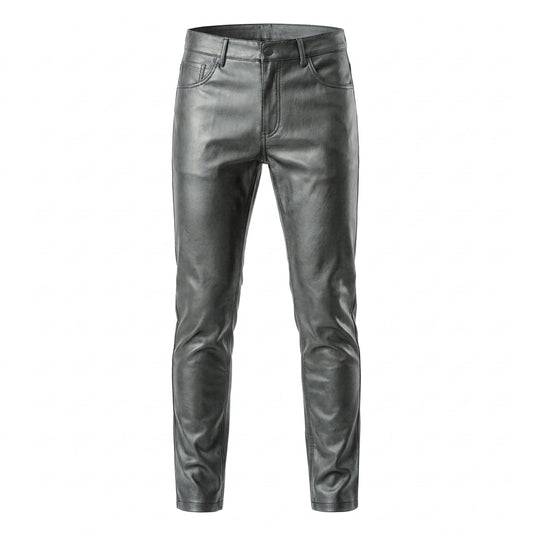 LCR Men's LC-PL10 Grey PU Leather Pants