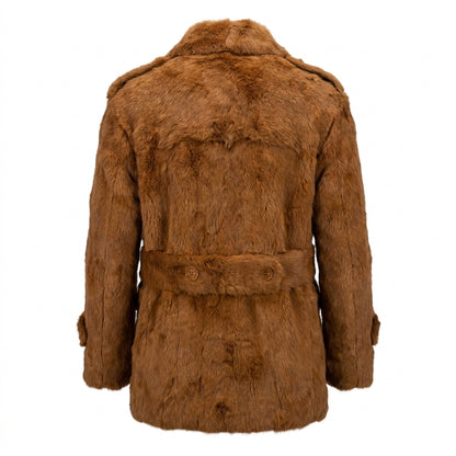 Kashani Men's Cognac Rabbit Fur Peacoat