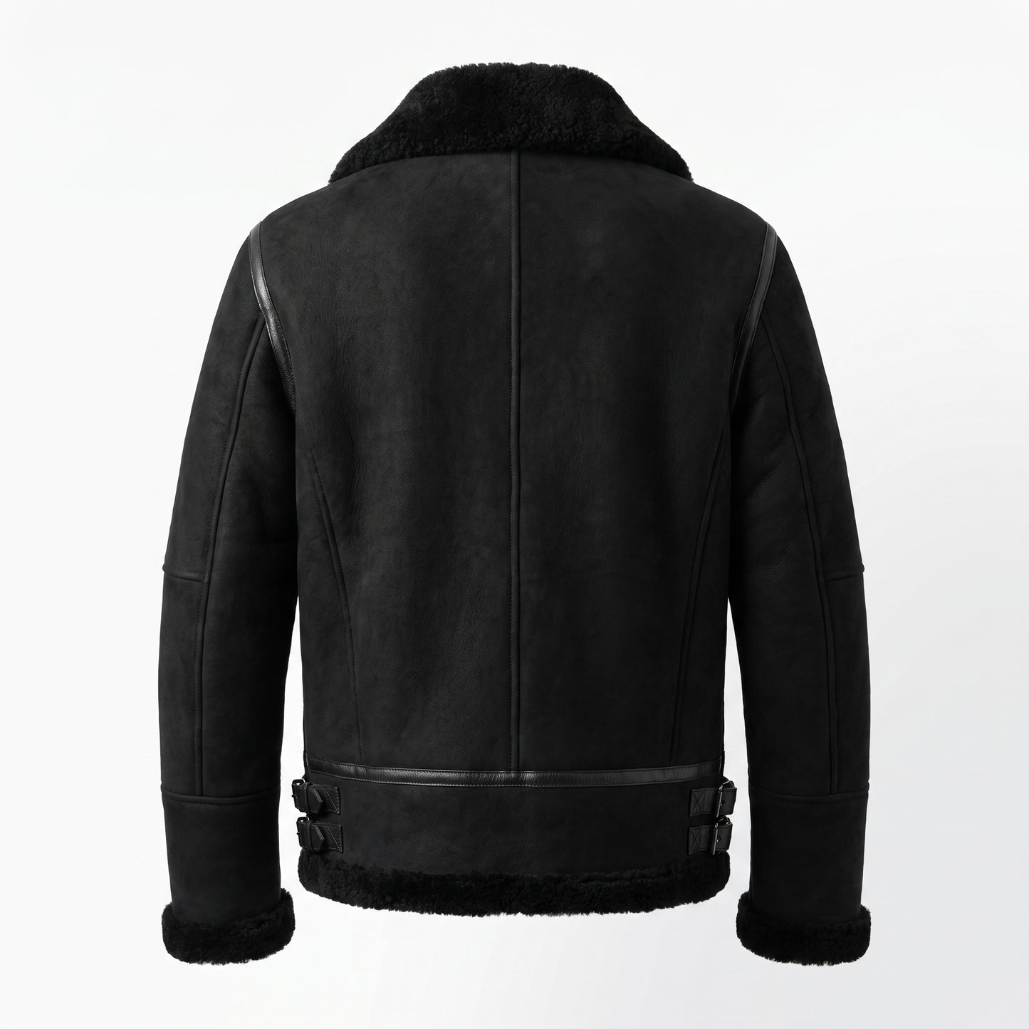 Kashani ID Black Shearling Leather Aviator Jacket