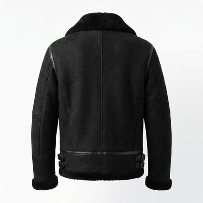 Kashani ID Black Shearling Leather Aviator Jacket