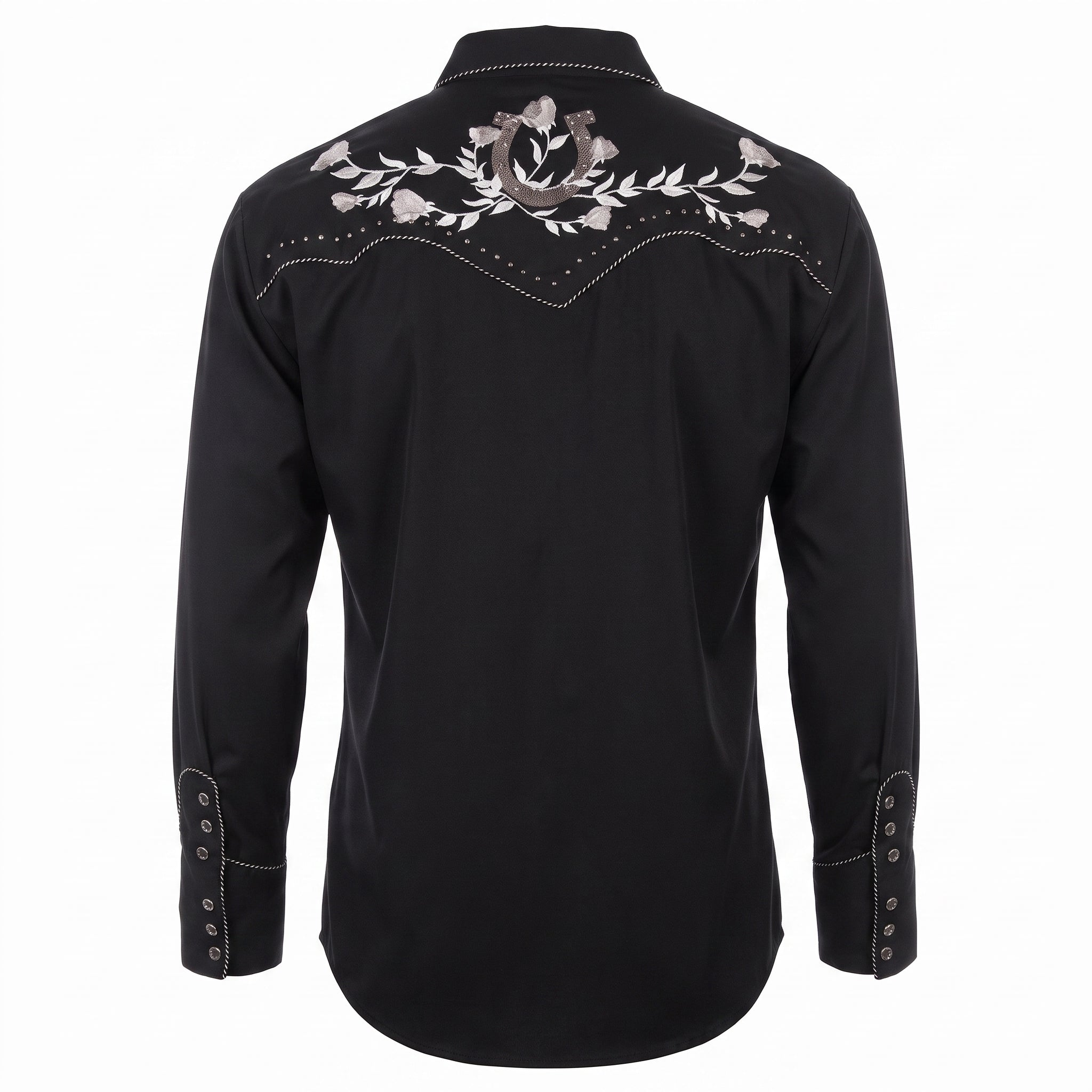 Scully Men’s Black Horseshoe Embroidered Western Shirt