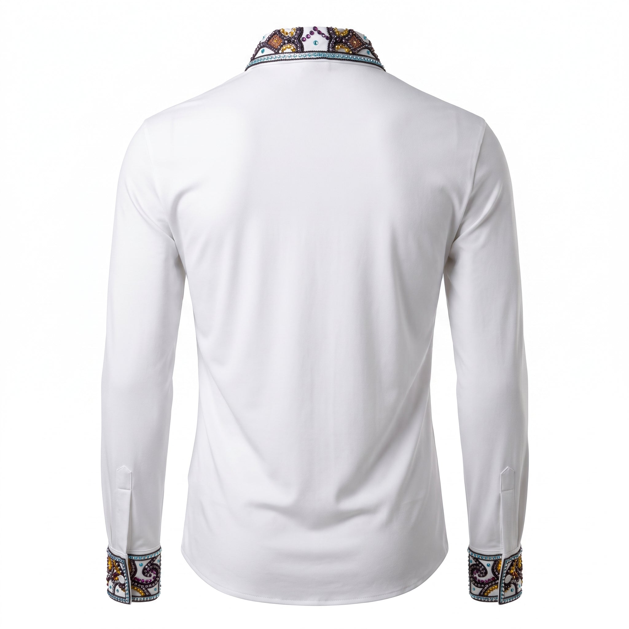 Kashani White / Multi Hyper Crystal Zip Up Shirt