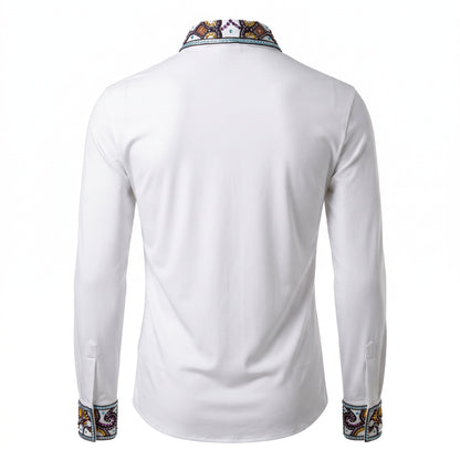 Kashani White / Multi Hyper Crystal Zip Up Shirt