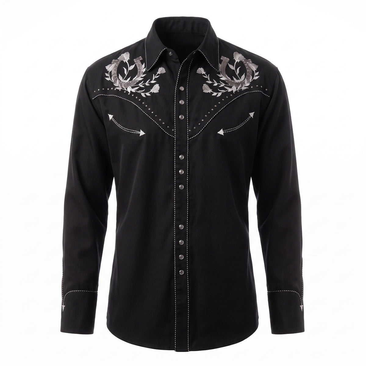 Scully Men’s Black Horseshoe Embroidered Western Shirt