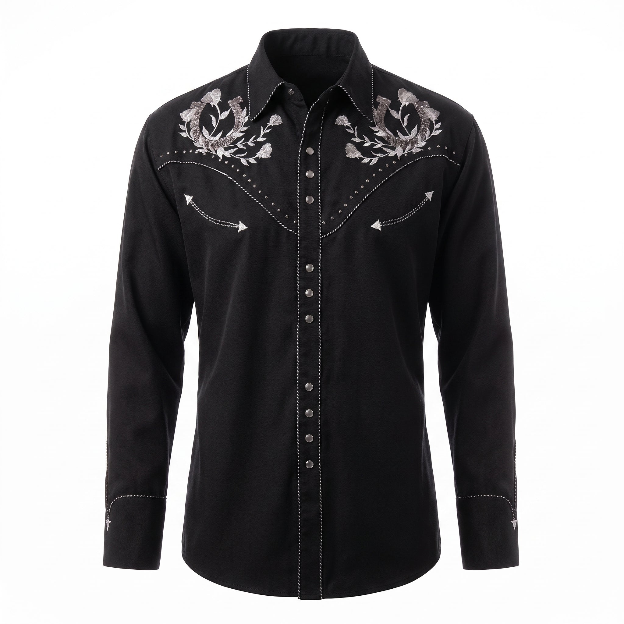 Scully Men’s Black Horseshoe Embroidered Western Shirt